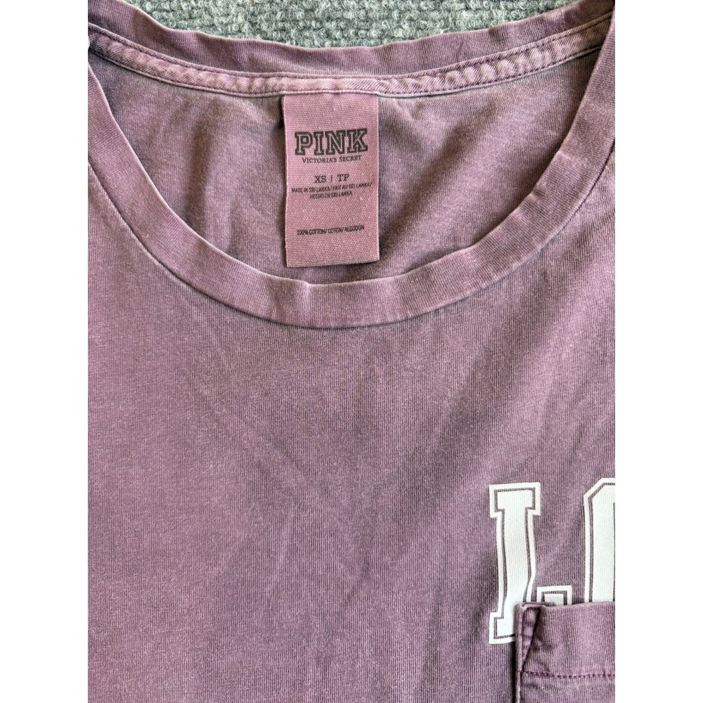 Victoria's Secret PINK Short Sleeve Pocket T-Shirt Faded Purple XS - Picture 2 of 11